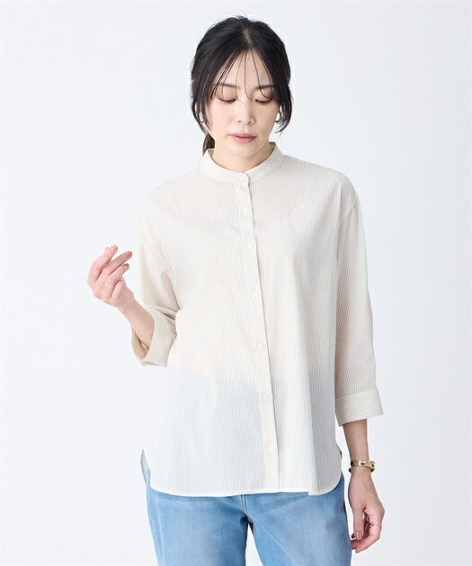 ストライプ前開きシャツ／エーシーデザインバイアルファキュービック（A/C DESIGN BY ALPHA CUBIC）