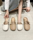 【shoes 365】フラワーデザインストラップミュールシューズ/アイモハ(aimoha)