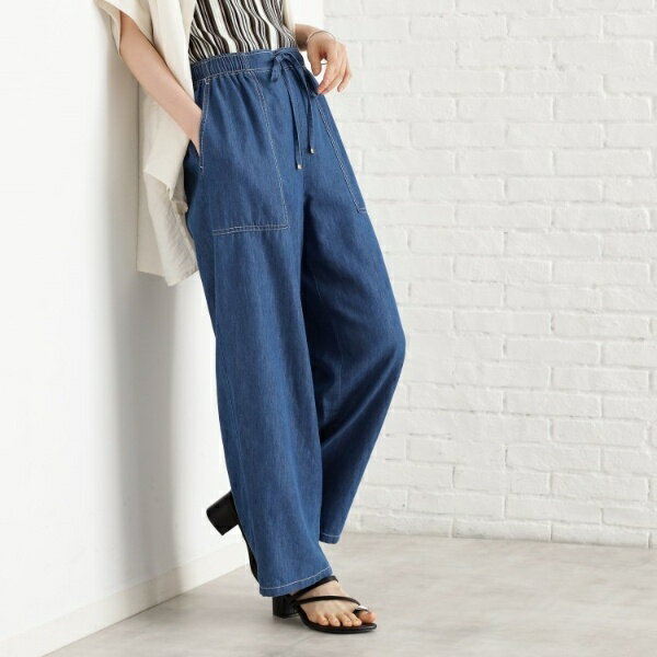 デニムイージーワイドパンツ【洗える】／ザ ショップ ティーケー（THE SHOP TK）