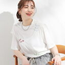 【ひんやり】大人のカジュアルスタイルに レタリング刺繍Tシャツ/キューティーブロンド(Cutie Blonde)