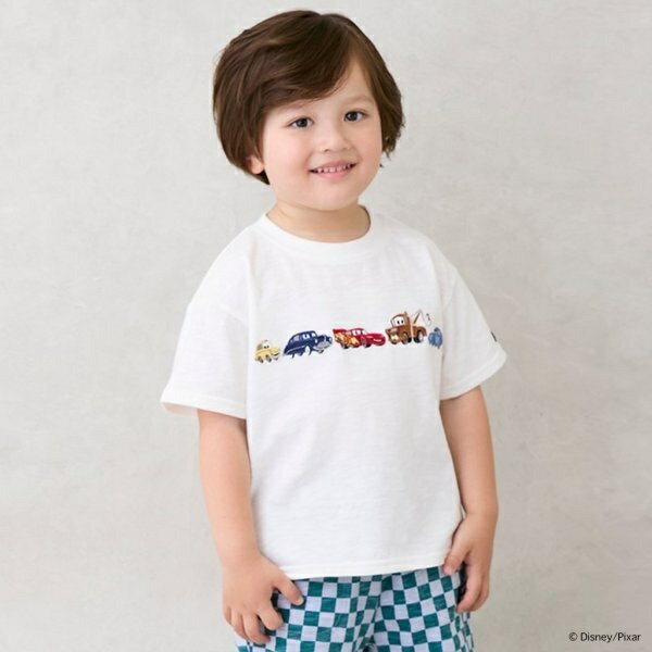 【Disney】カーズ/アップリケ半袖Tシャツ／プティマイン（petit main）