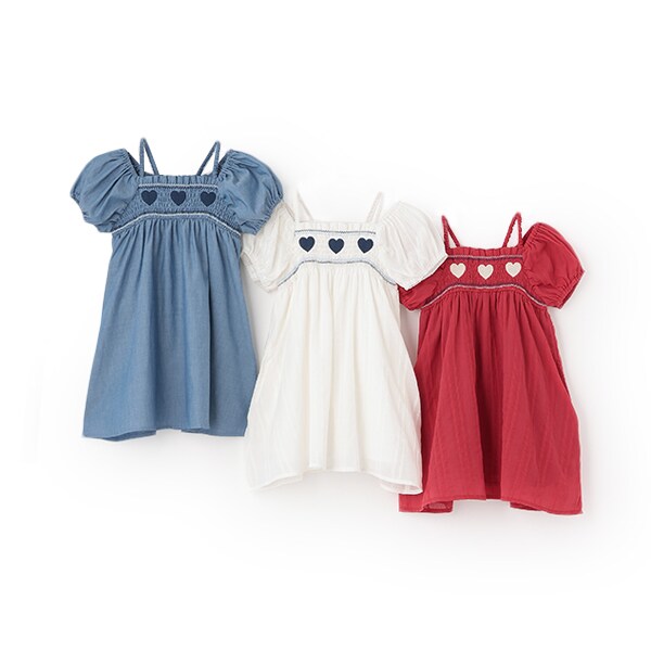 ハートスモッキングワンピース／プティマイン（petit main）のサムネイル