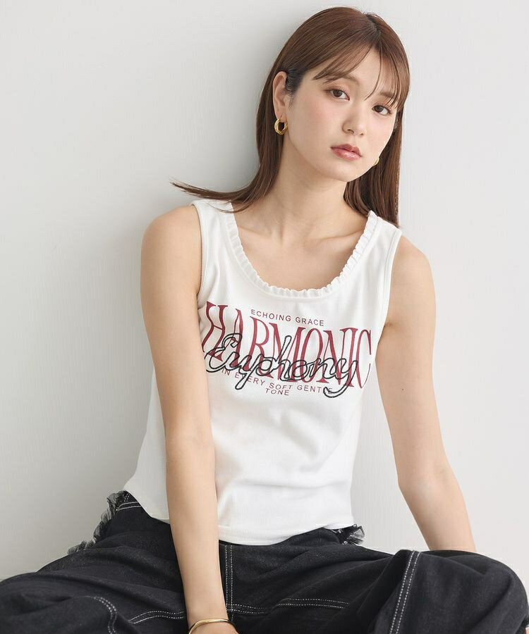 フリルロゴノースリーブプルオーバー／アースミュージック＆エコロジー（earth music＆ecology）