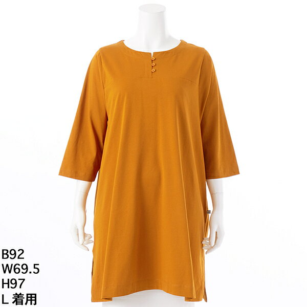 接触冷感天竺チュニック【グリーンノート】【大きいサイズ】【レディース】【L・LL号】／グリーンノート（gree*n[nout]）