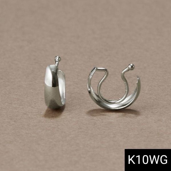 Freshwater Pearl - 【K10WG】パフィーフープイヤリング/金属アレルギー対応　ニッケルフリー／ジュピター（JUPITER）