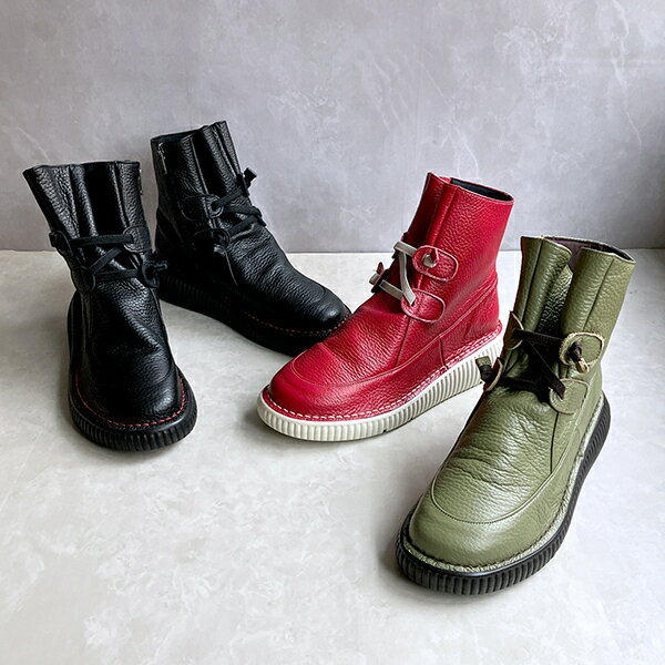 【25秋冬新作】幅広ボリュームソール レースアップレザーブーツ 日本製／JS ハートレーベル（JS Heartlavel）