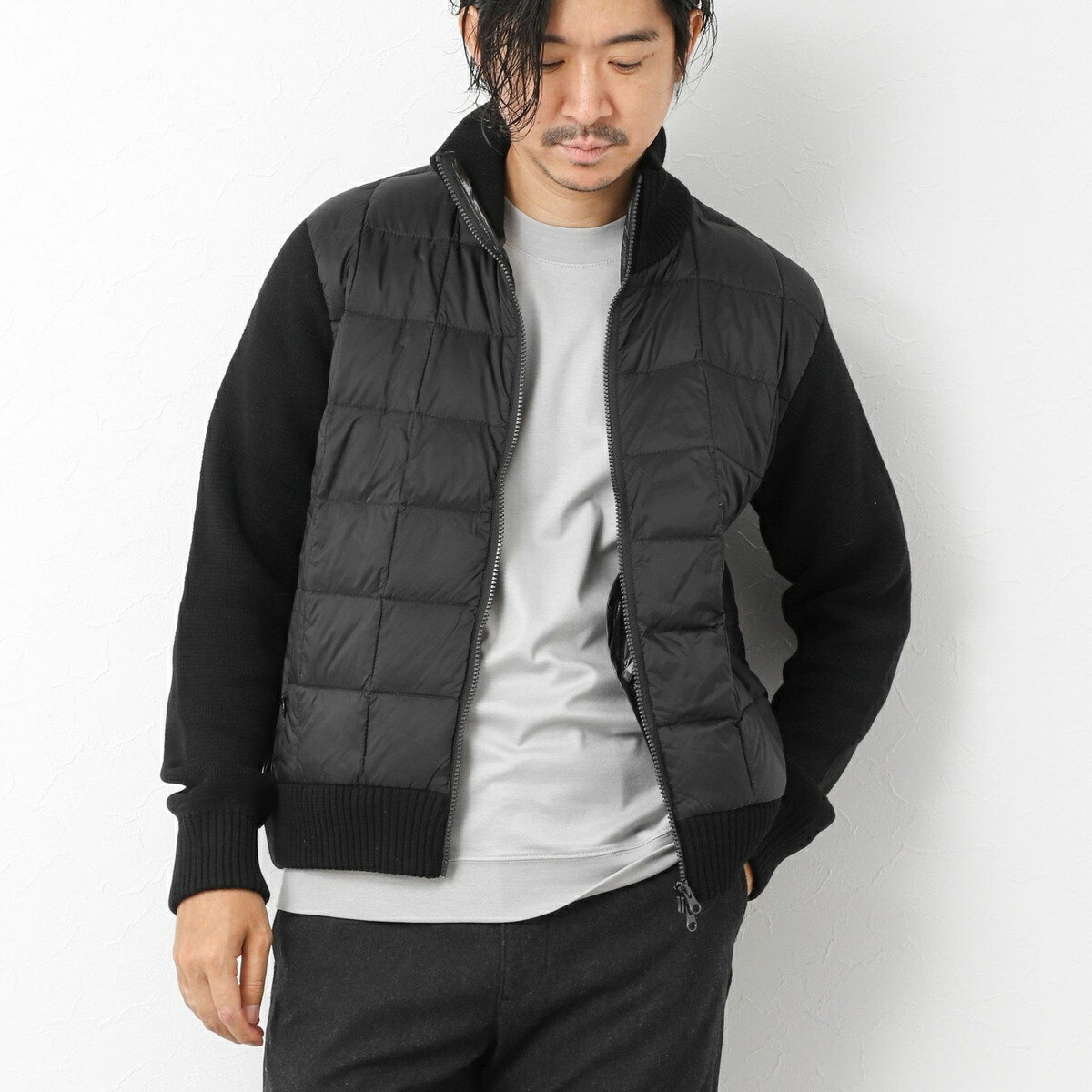 【TAION/タイオン】別注HI NECK DOWN JKT WITH SLEEVE KNIT 25／ノーリーズ グッドマン（NOLLEY’S goodman）