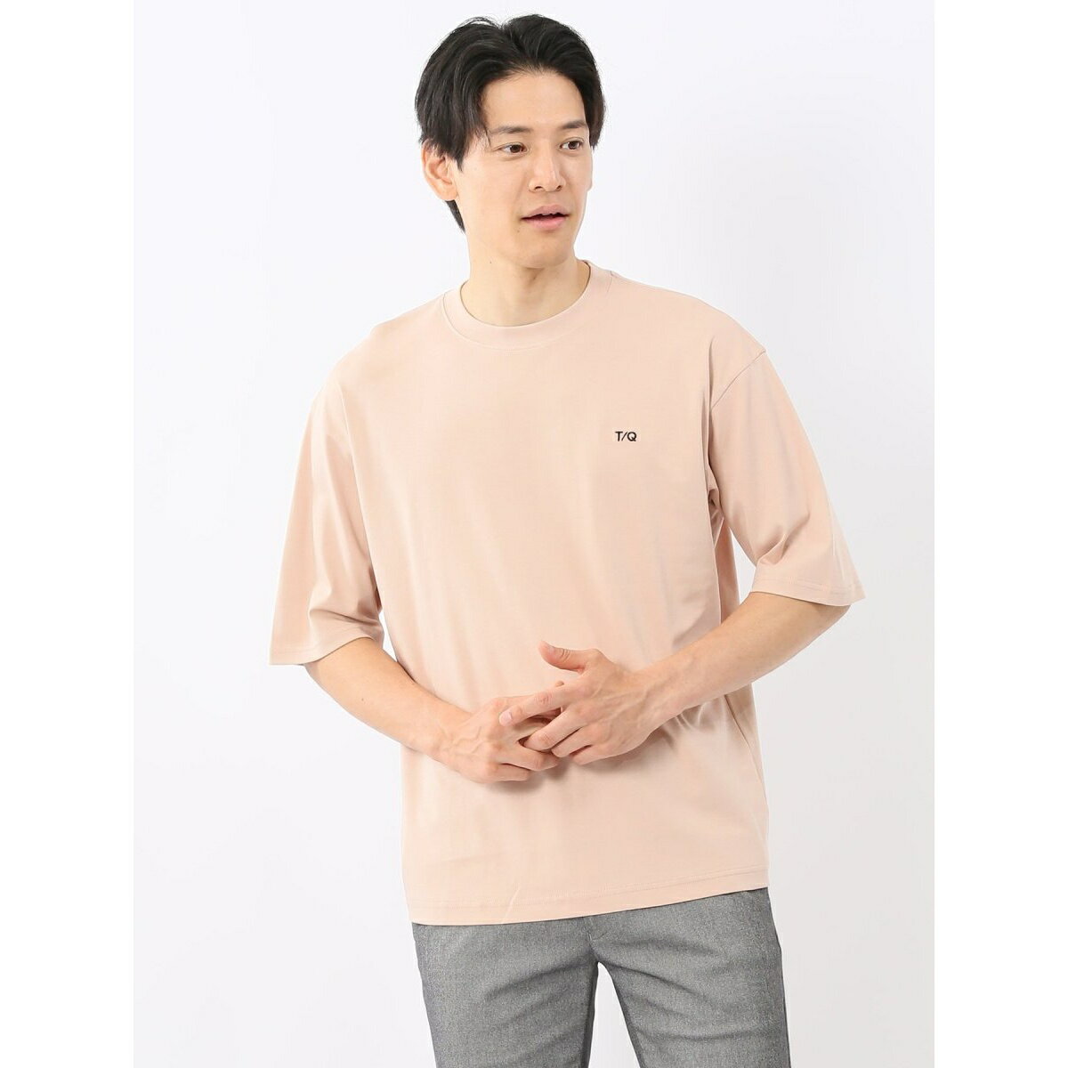 m.f.エディトリアル ロゴ刺繍 クルーネック半袖Tシャツ／タカキュー（TAKA-Q）