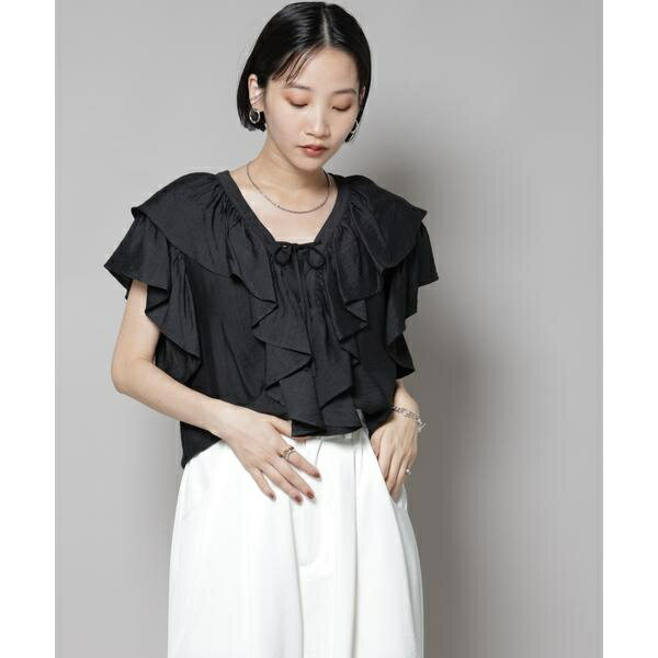 フリルディティールフロントレースアップブラウス／ナノユニバース（NANO universe）