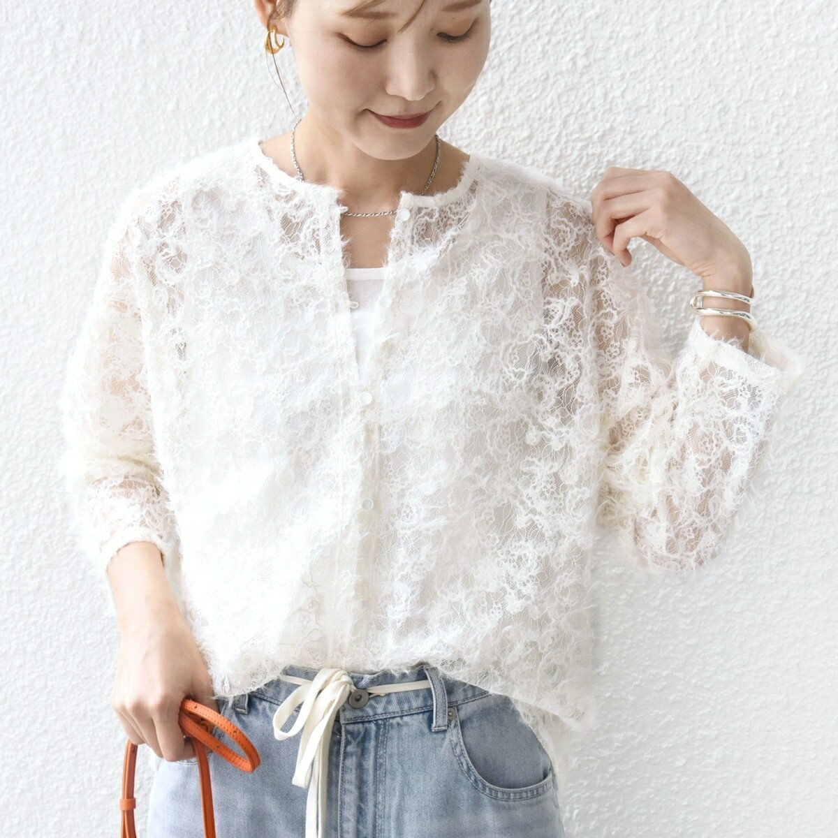 【WEB限定】〈手洗い可能〉チュール フェザー レース 羽織／シップス（SHIPS）のサムネイル