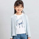 ランダムリブ長袖カーディガン+天竺リボンプリント半袖Tシャツセット(90~150cm)/ベベ(BeBe)