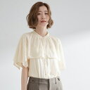 透け感と刺繍で魅せる ペイズリー刺繍ケープブラウス/グローブ(grove)