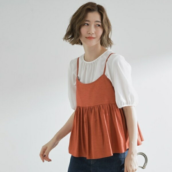 【2点SETお洒落見え体型カバー】ツイード調キャミ×ブラウスセット／グローブ（grove）