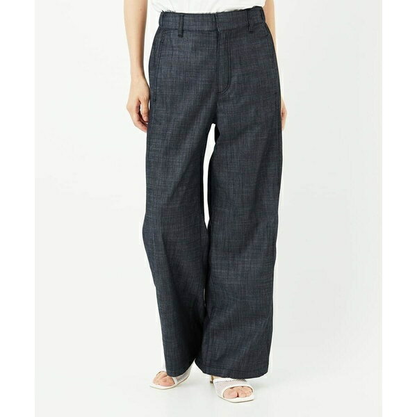 デニム調シャンブレーストレッチワイドパンツ／ジョルジュ・レッシュ（GEORGES RECH）