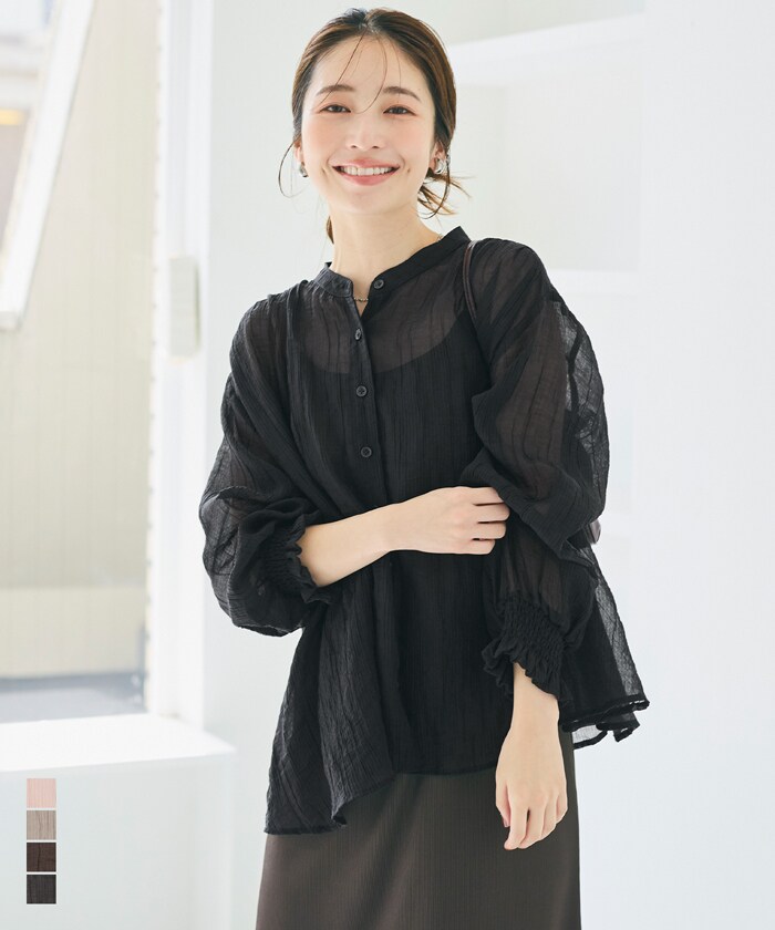 シアーギャザーAラインブラウス 全4色／コカ（coca）のサムネイル