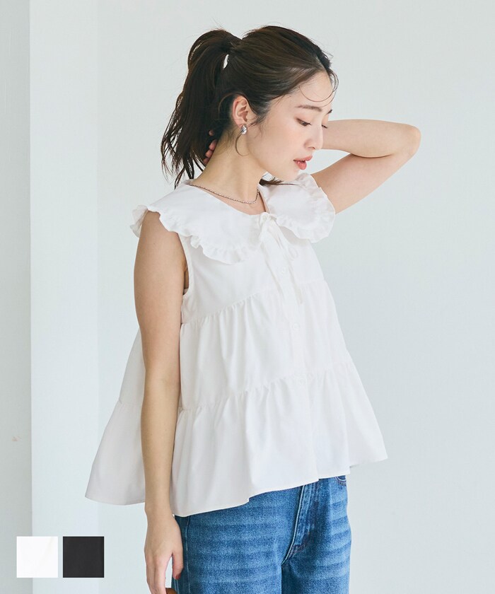 ティアードノースリブラウス 全2色／コカ（coca）のサムネイル