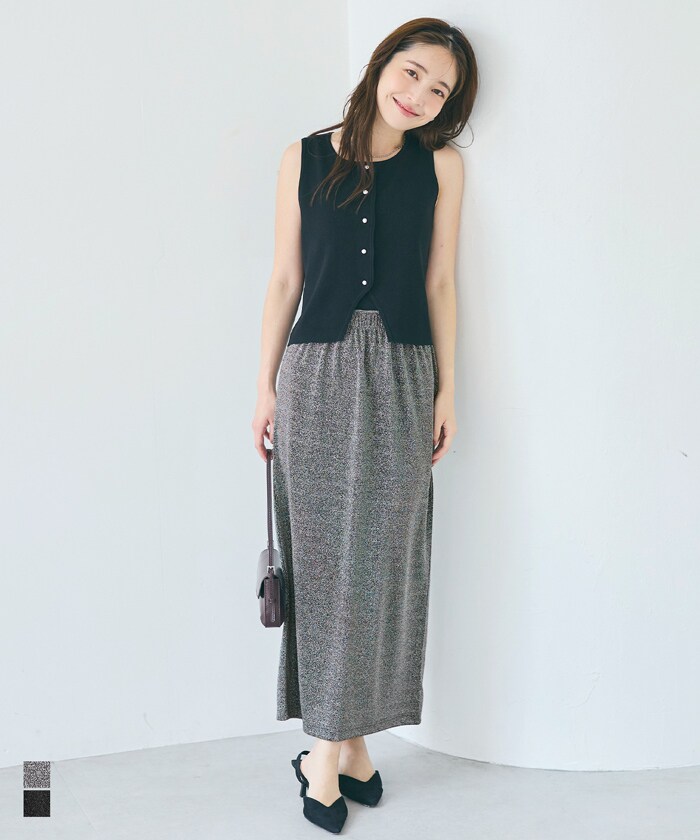 ラメIラインスカート 全2色／コカ（coca）のサムネイル
