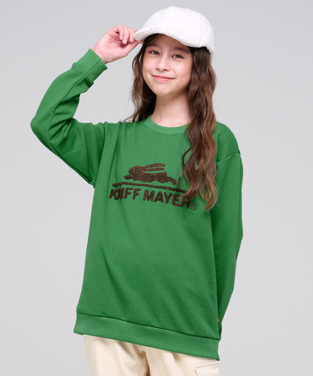 【柔らかい＆暖かい！】サガラ刺繍 裏起毛 クルー スウェット ロゴ 120cm～170cm／クリフメイヤー（KRIFF MAYER）