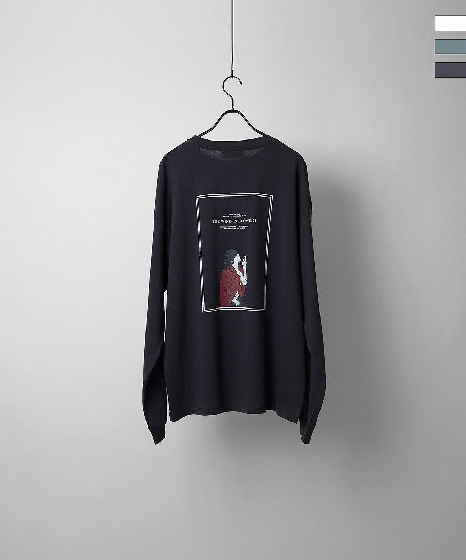 Confirm イラストバックプリント / ワンポイント刺繍ロゴ ビッグシルエットロンT／コンファーム（Confirm）