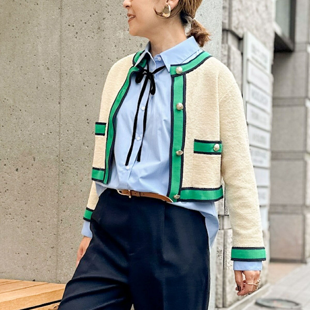 配色ニットジャケット／ノーリーズ（NOLLEY'S）