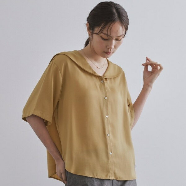 ヴィンテージサテンセーラーカラーブラウス【洗濯機洗い可】／オペークドットクリップ（OPAQUE.CLIP）