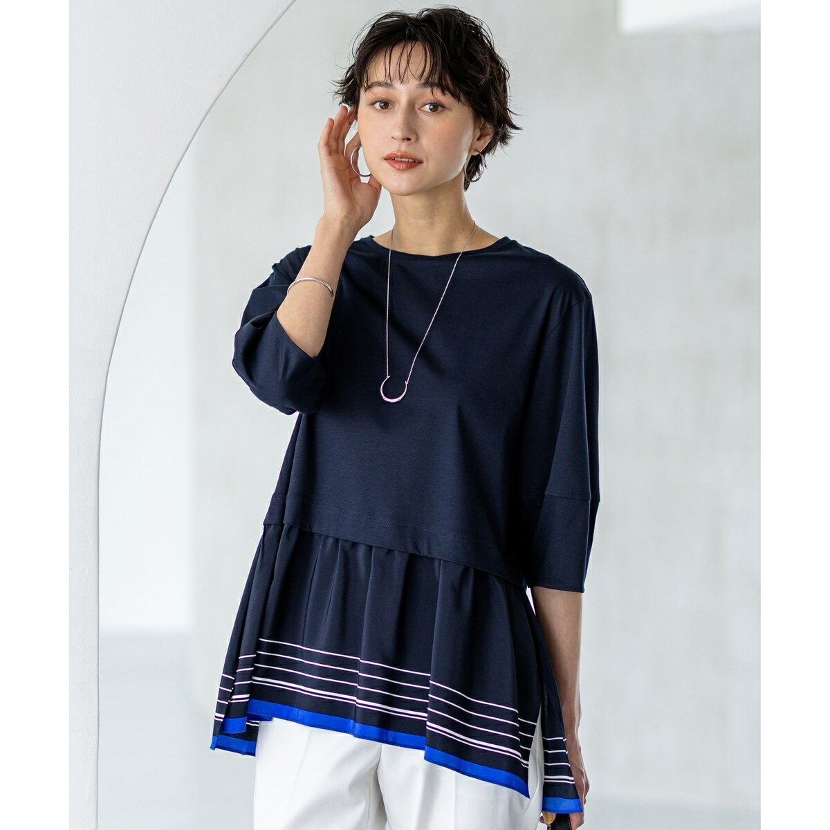 René♡半袖 ブラックトップス チュニック size34 01cf020-83201-03b.jpg