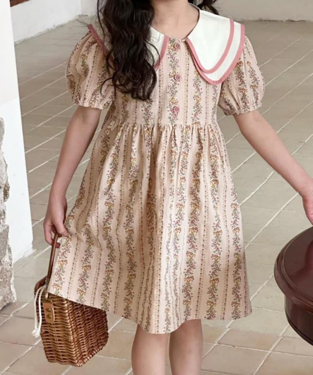 【aimoha-KIDS-】花柄シャツワンピース／アイモハ（aimoha）