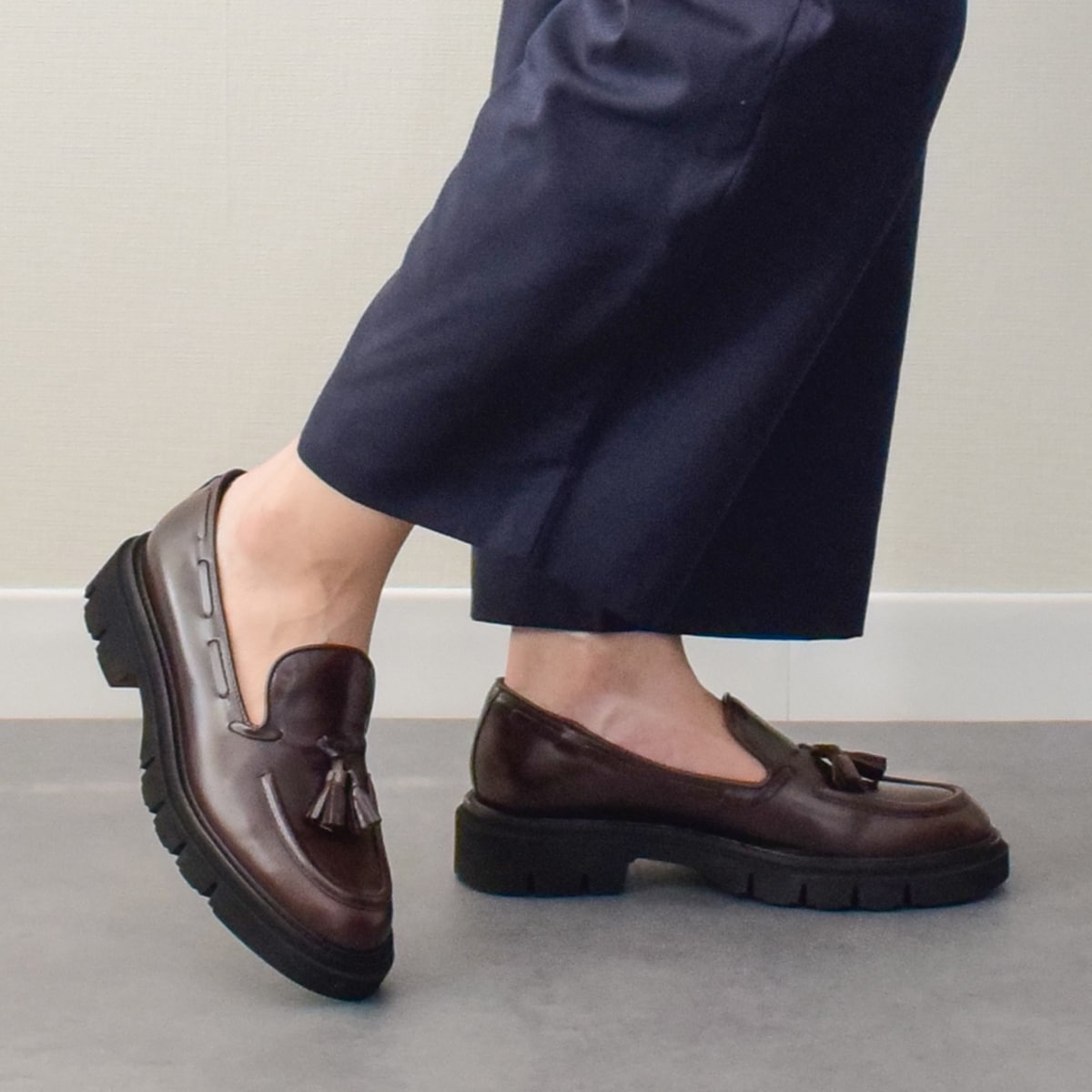 LUCA GROSSI◆3.9cmヒール◆タンクソールタッセルローファー／ルカ グロッシ（Luca Grossi）