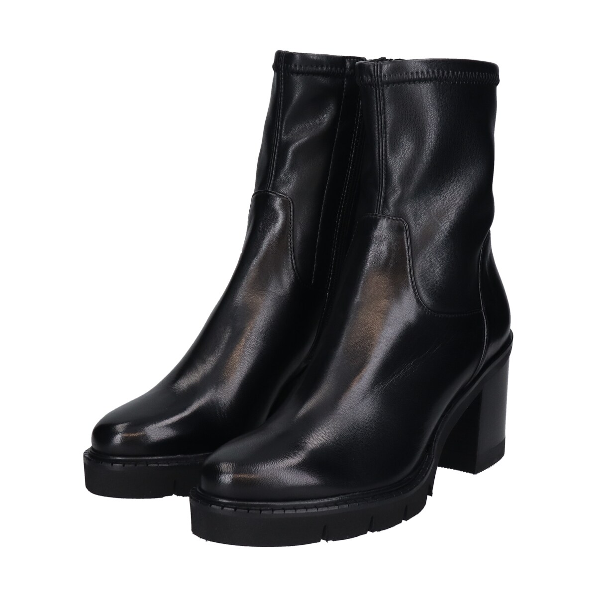 LUCA GROSSI◆8.1cmヒール◆チャンキーヒールストレッチショートブーツ／ルカ グロッシ（Luca Grossi）