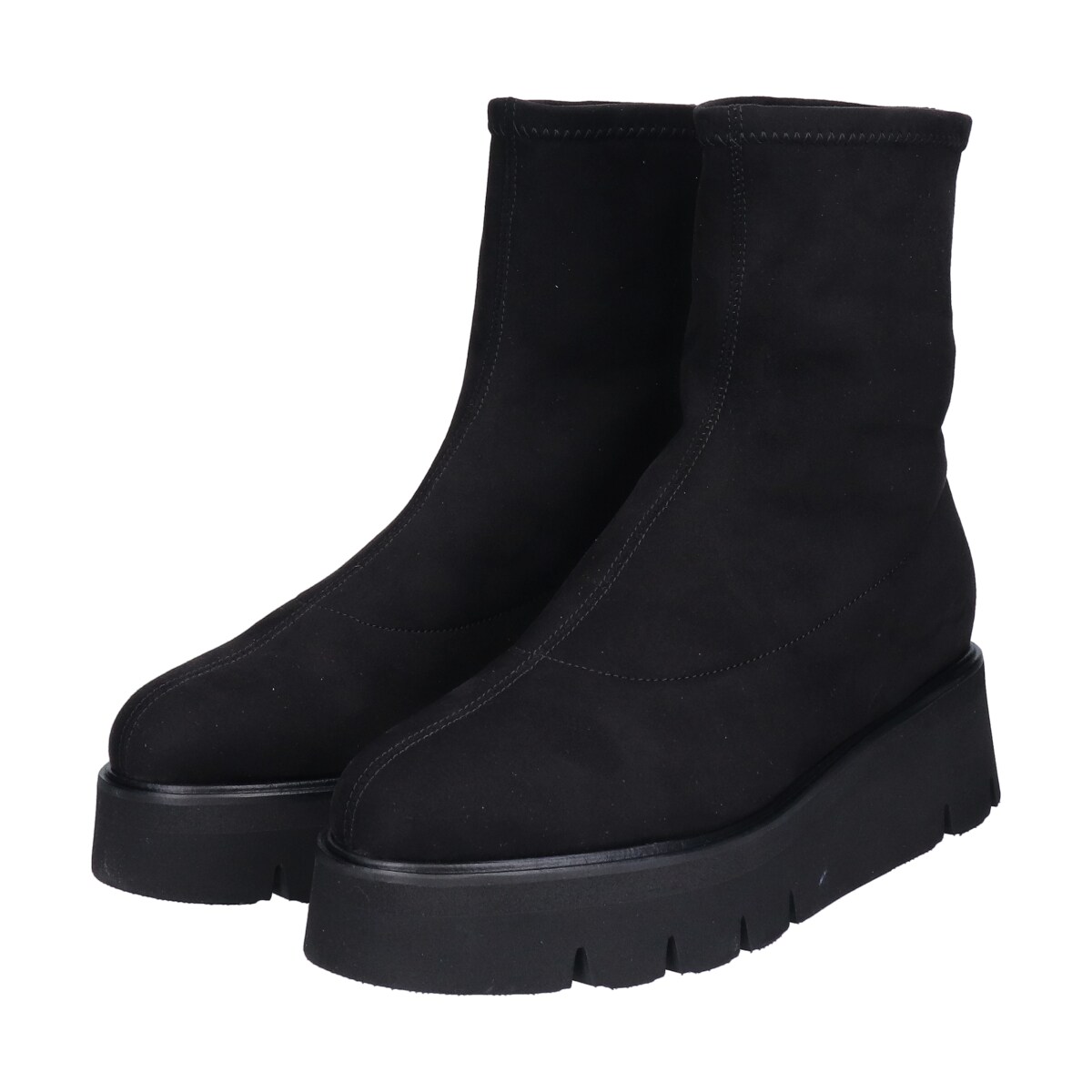 LUCA GROSSI◆5.1cmヒール◆ラウンドトウ厚底ストレッチブーツ／ルカ グロッシ（Luca Grossi）