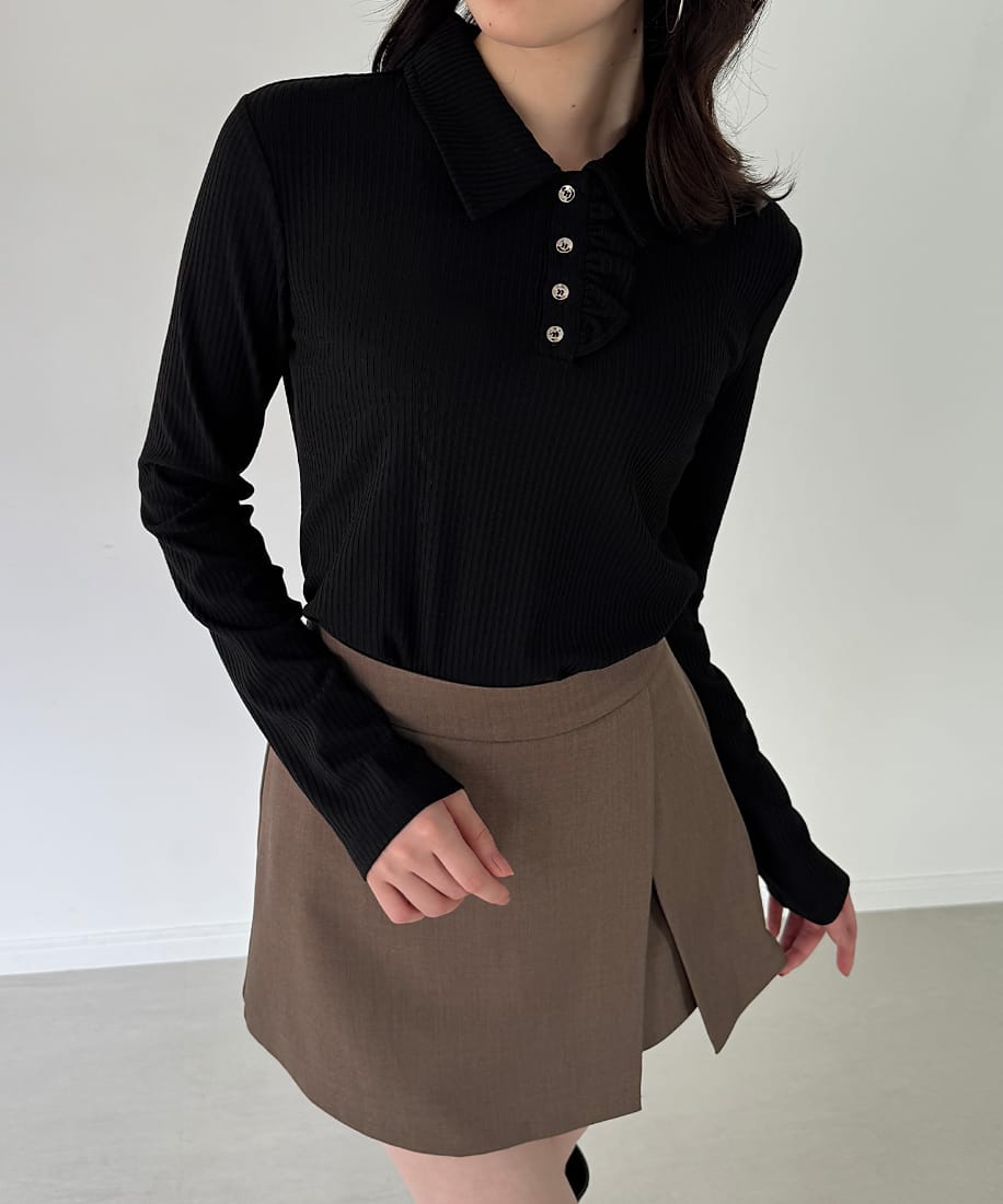 リブカットフリルポロ／ジュノア（JUNOAH）