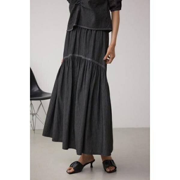 デニムライクギャザーフレアスカー