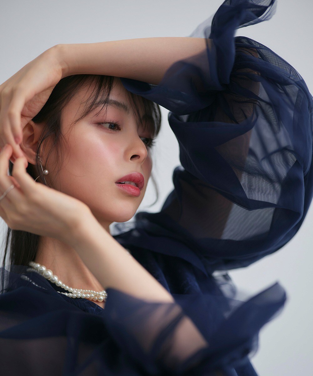 【前後2way/洗える】ジャカードタックフレアトップス＆テーパードパンツドレス（チュールつけ袖付き）／ルイルエブティック（RUIRUE BOUTIQUE）