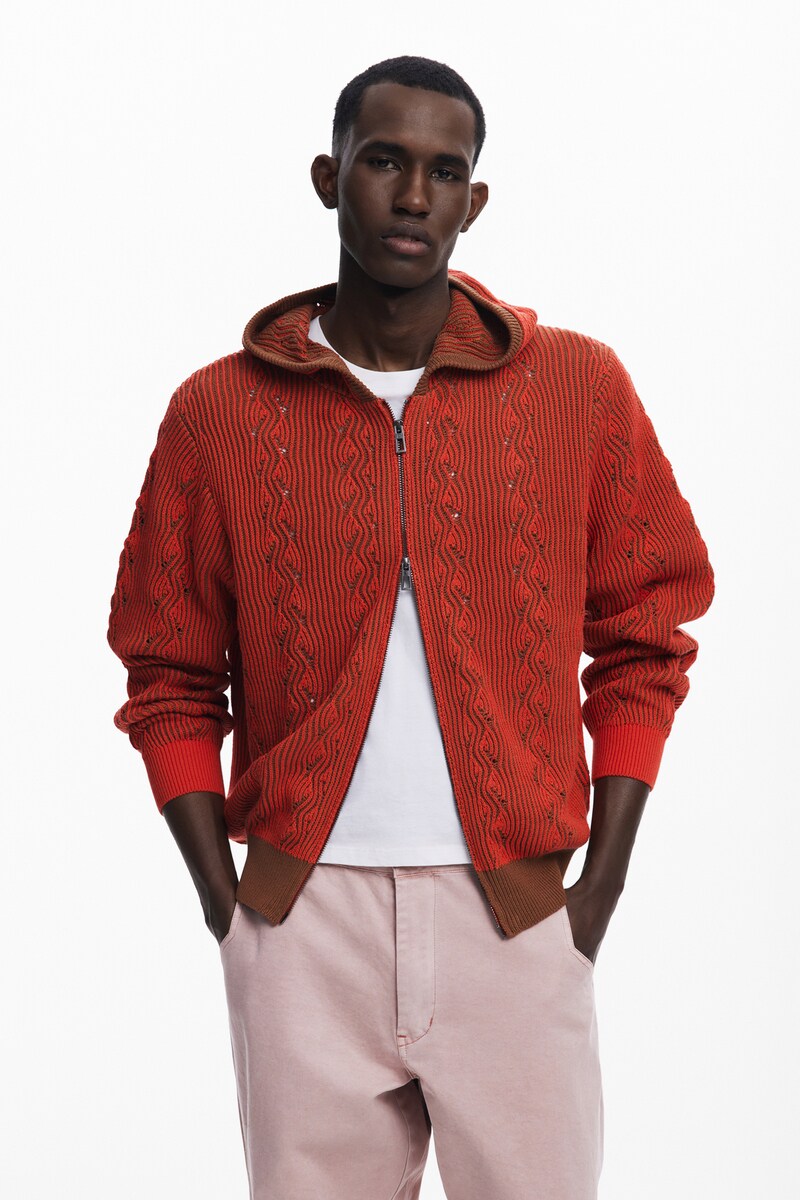 【4サイズ展開/S/XL】ジッパー付きニットパーカー/デシグアル(Desigual)