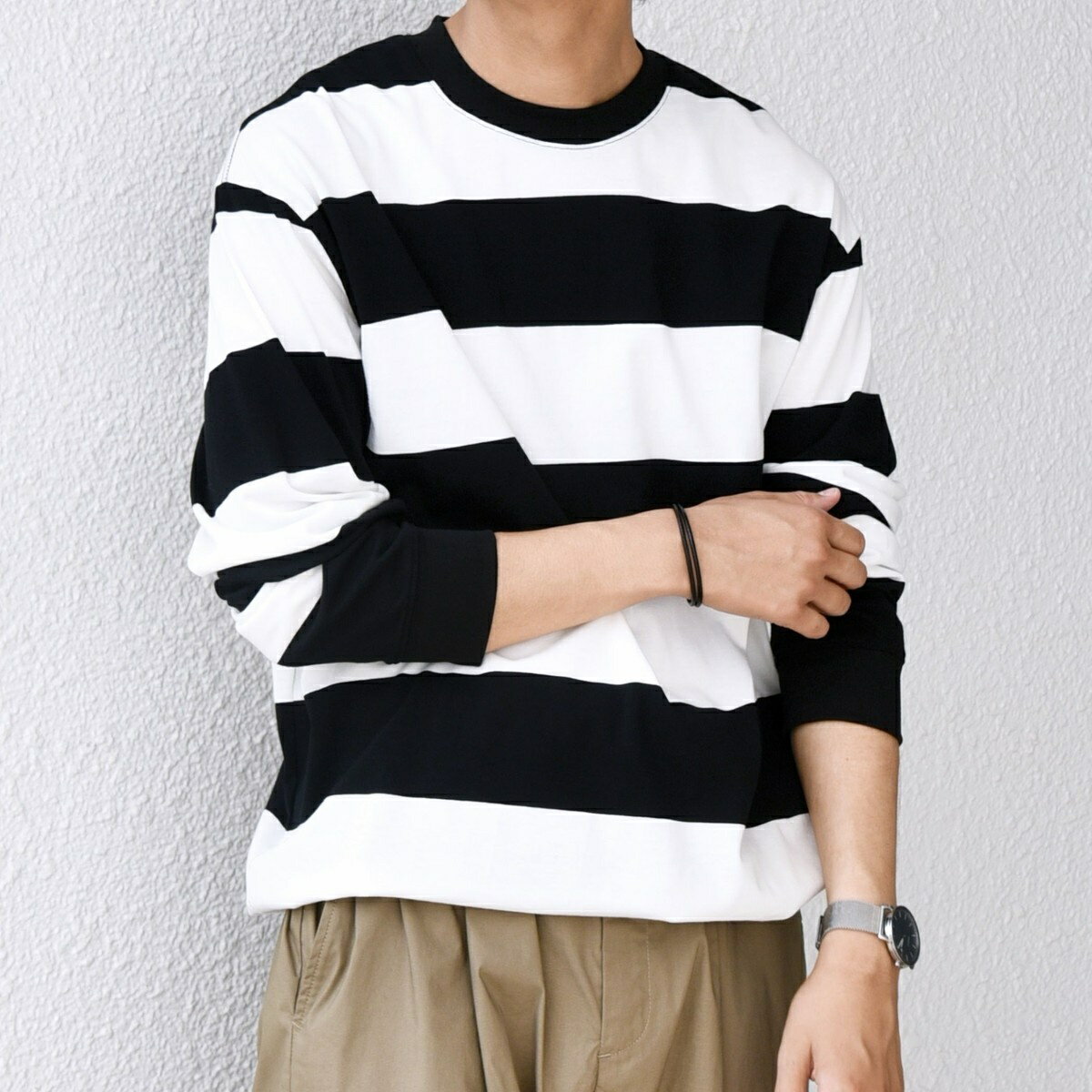 SHIPS any: ワイド カラー ボーダー スピンドル Tシャツ (ロンT)◇／シップス エニィ（SHIPS any）