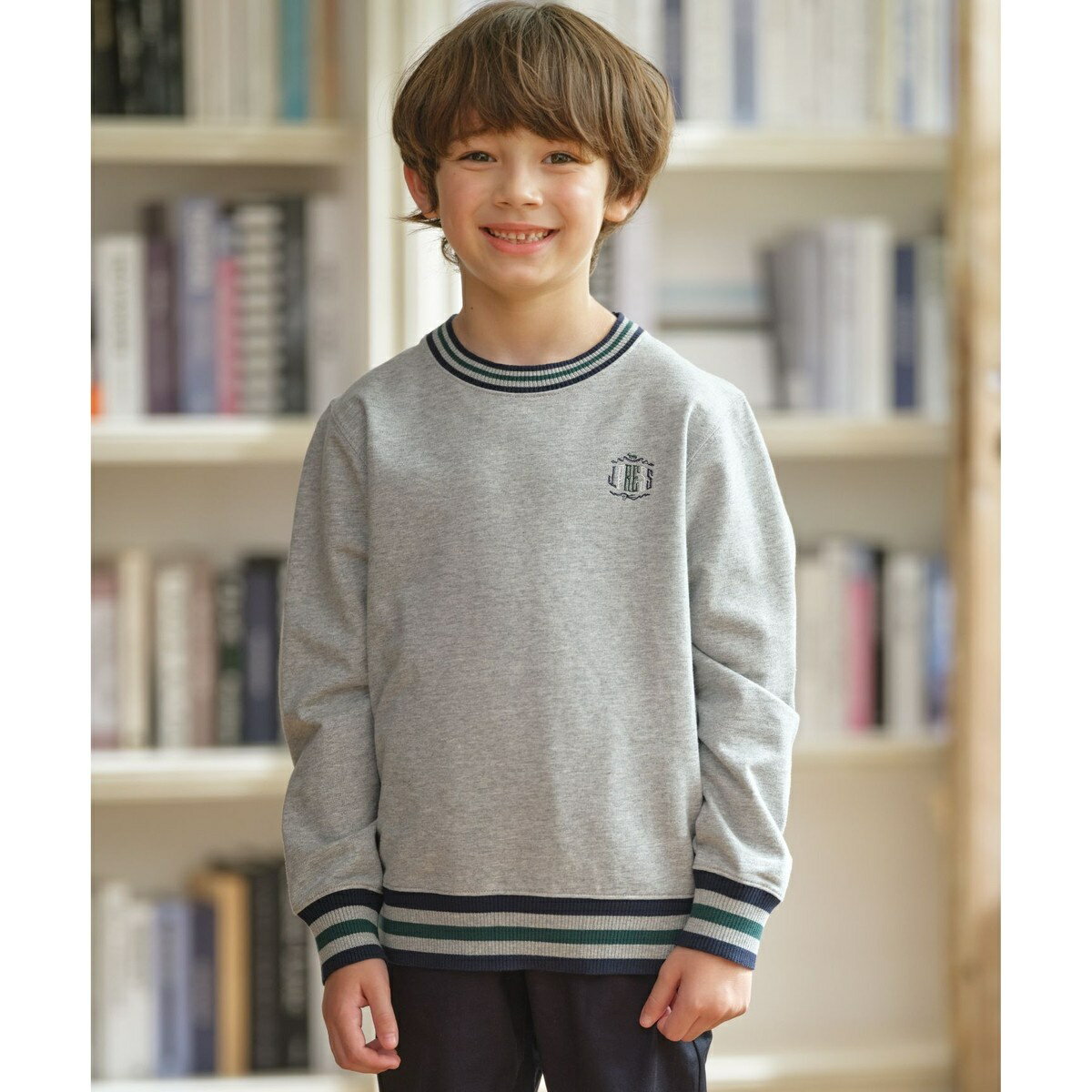 【140-170cm】トリコリブコンビボーダー ミニ裏毛 トレーナー／Jプレス（J.PRESS）