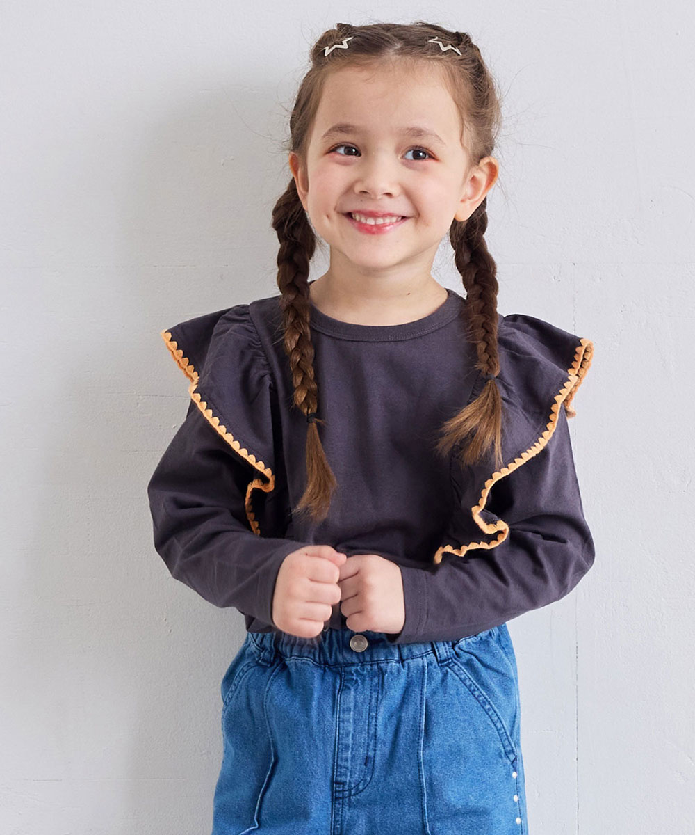 フリル刺繍ロンティー／マーキーズ（MARKEY'S）のサムネイル