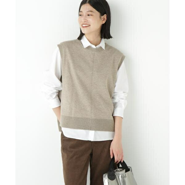 ◆ハーゲージクルーネックニットベスト／ヒューマンウーマン（human woman）