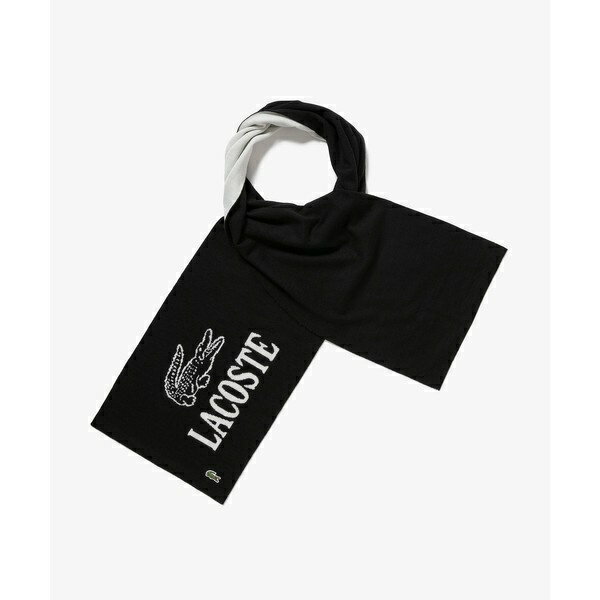 ウールブレンド ワニロゴジャカードマフラー／ラコステ（LACOSTE）