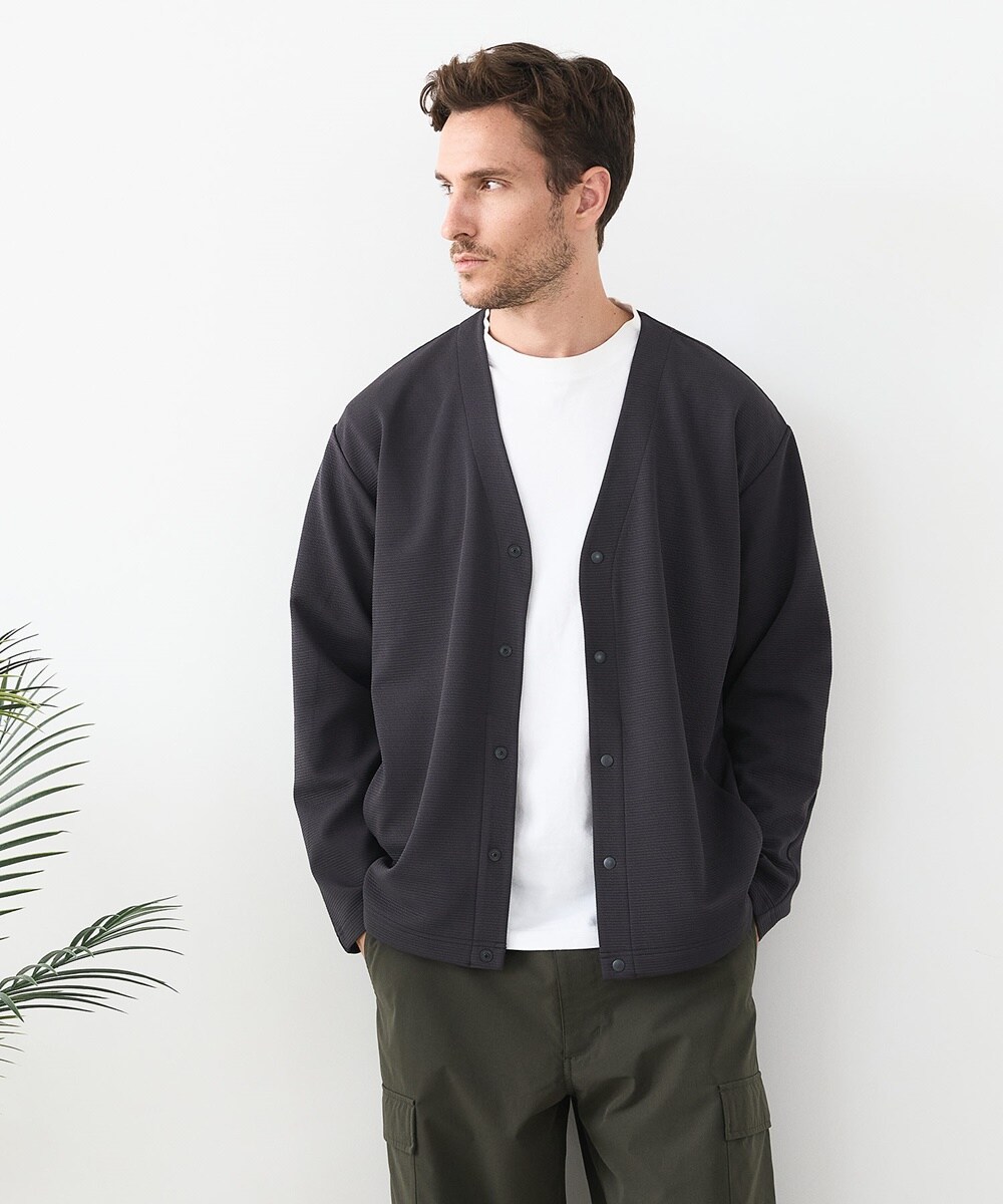 ドライリップルボタンカーデ／ブルースタンダード（BLUE STANDARD）