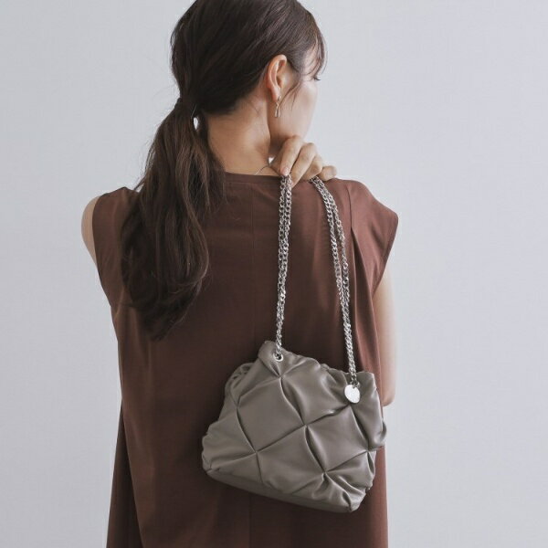 【2WAY】ラム調合皮巾着ミニショルダーバッグ／オペークドットクリップ（OPAQUE.CLIP）