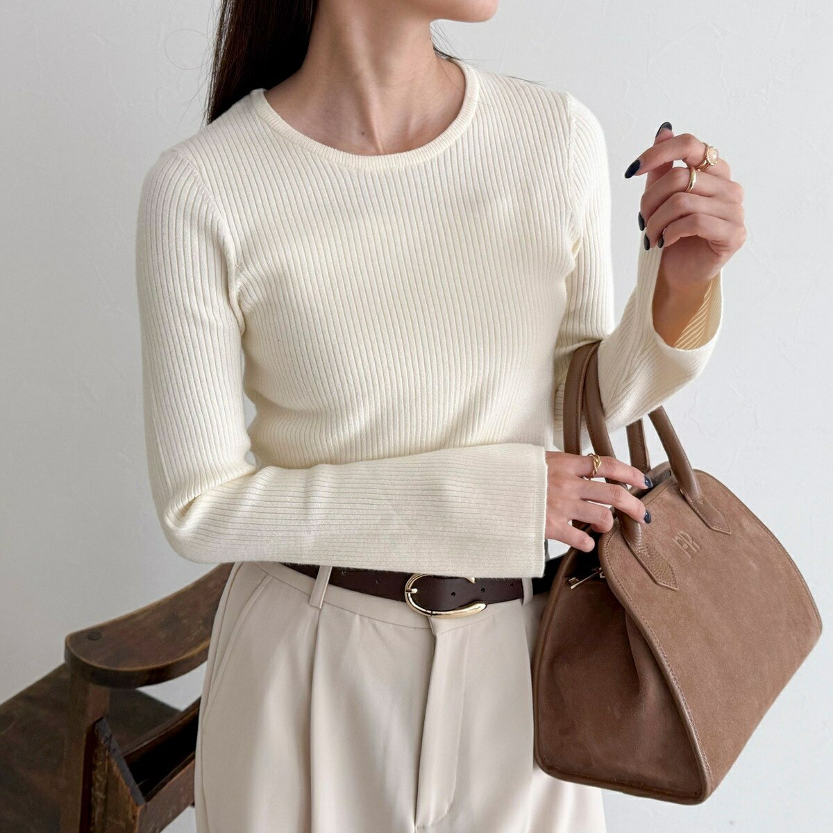 袖スリットリブニットプルオーバー/フレディエミュ(fredy emue)