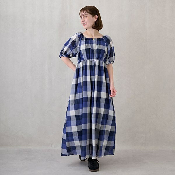 【リンク】肩あきチェックワンピース／プティマイン（petit main）のサムネイル