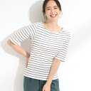 【S-LL】女性らしさ漂うハートネック テレコ5分袖トップス/シューラルー(SHOOLARUE)