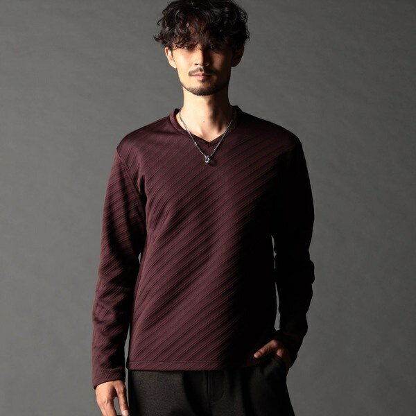 ブリスターバイヤスジャカードVネックプルオーバー／ニコルクラブフォーメン（NICOLE CLUB FOR MEN）