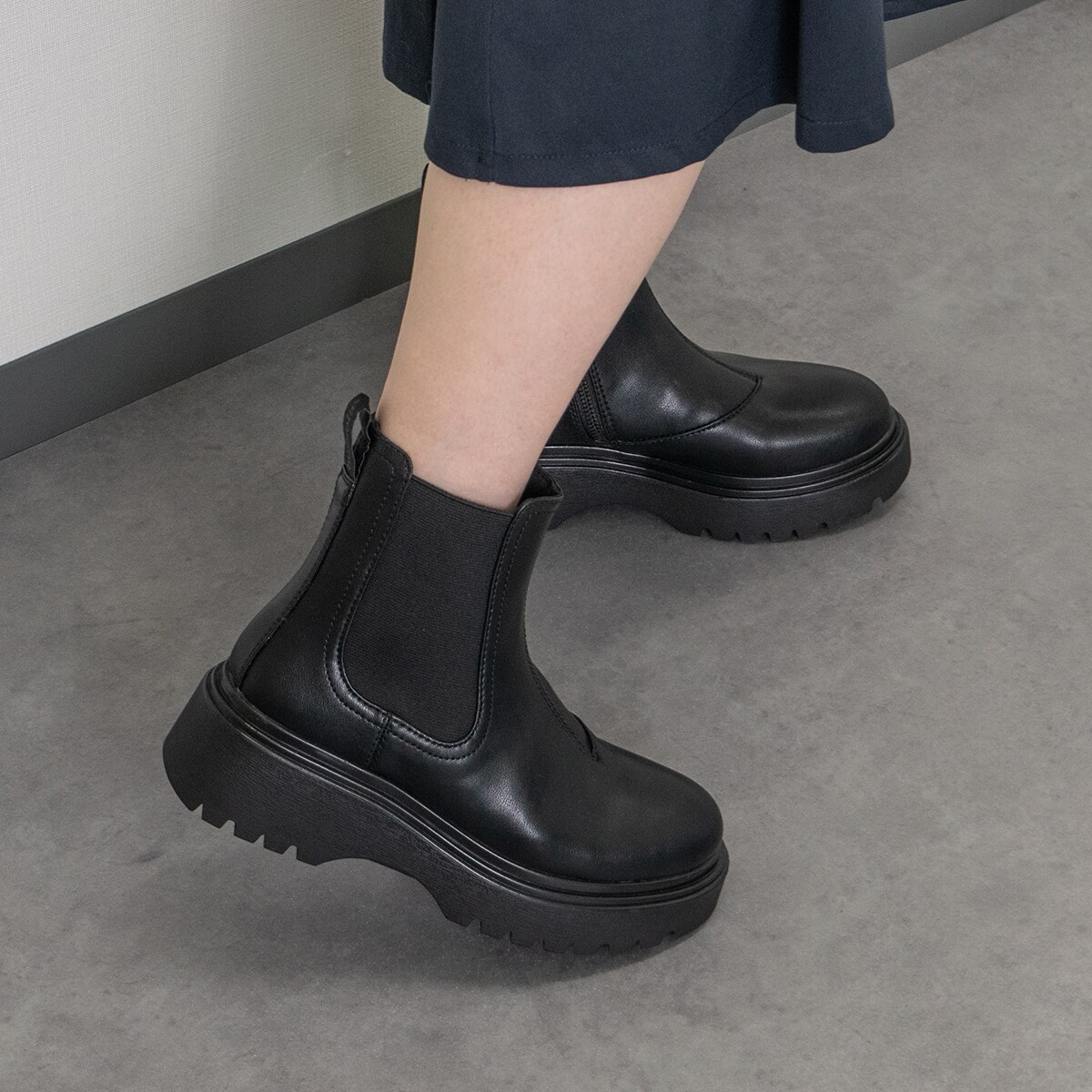 bussola◆6cmヒール◆撥水ボリュームソールサイドゴアブーツ／ブソラ（bussola）