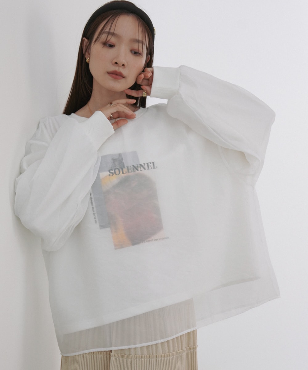 シアーレイヤードプリントスウェットトップス／バブ（Bab）