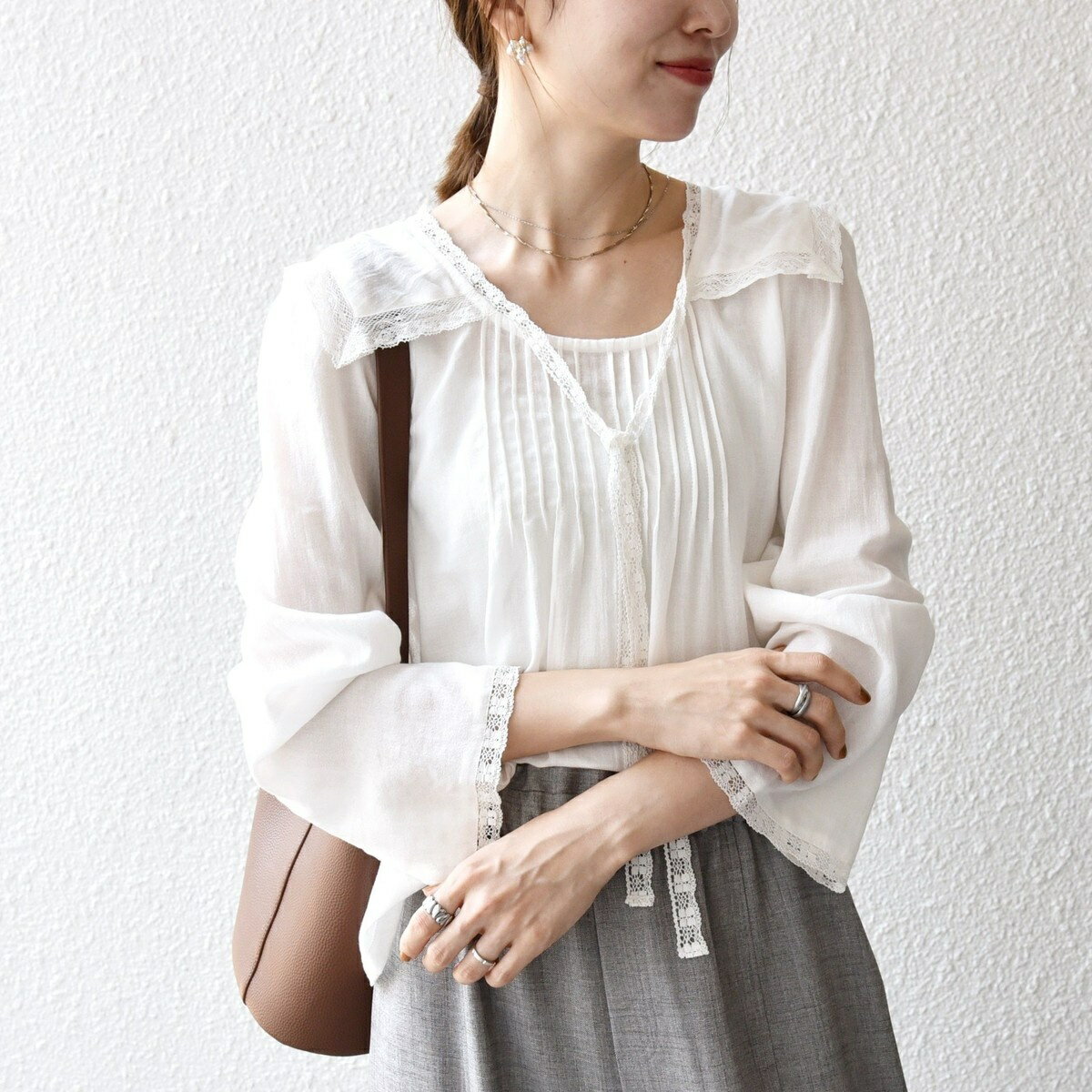 SHIPS any:〈洗濯機可能〉コットン モス セーラー カラー レース ブラウス／シップス エニィ（SHIPS any）