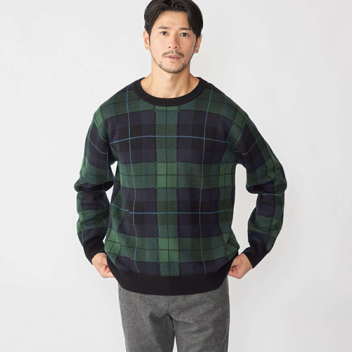 Crew Neck - SHIPS: コットン カシミヤ クルーネック SHIPSタータン ニット／シップス（SHIPS）