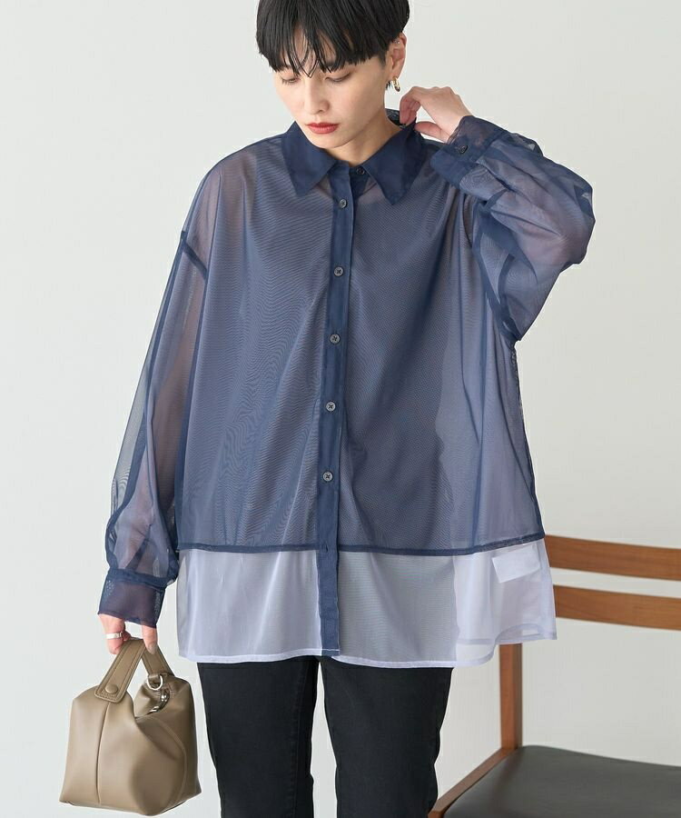 シアーレイヤード配色シャツ／アメリカンホリック（AMERICAN HOLIC）